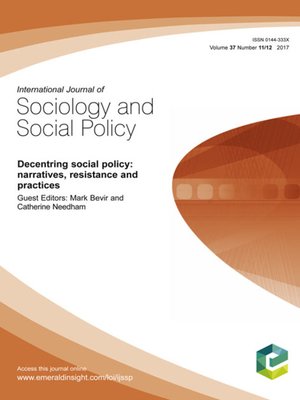 cover image of International Journal of Sociology and Social Policy, Volume 37, Number 11/12/2018
